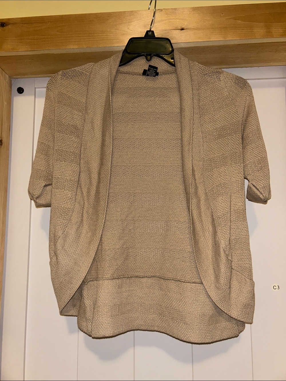 Beige Open-Front Knit Women’s Sweater Cardigan